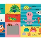 „Noisy animals“; tiger, Frosch, Eule, Pfau, Grashüpfer, Pferd, Schildkröte, Hai, Oktopus, Seepferdchen, Krabbe, Seestern.