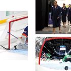 Text: Mackie Samoskevich erzielt sein erstes NHL-Tor gegen die New York Islanders in der UBS Arena. Spieler in Aktion auf dem Eis.