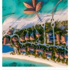 28 Mo, 29 Di, 30 Mi, 01 Do, 02 Fr, 03 Sa, 04 So. 26. Woche 2027, JUN/JUL. Luftaufnahme eines Strandresorts mit Dächern.