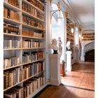 "30 Jul/Aug. Mo 26 Di 27 Mi 28 Do 29 Fr 30 Sa 31 So 01. Elegante Bibliothek mit Büsten und Holzregalen."