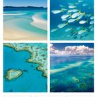 Kalenderblatt mit Fotos: Sandstrand, Fischschwarm, Korallenriff und Küstenlandschaft. Datum: 26. bis 31. Juli/August 2027.