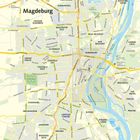 Stadtplan von Magdeburg mit Straßennamen wie Lübecker Straße, Leipziger Straße, Stadtteile wie Alte Neustadt.