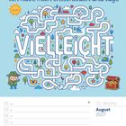 Ich habe mich entschieden und sage vielleicht. Unten: Kalenderblatt, 31. Woche, August 2027, mit verspielten Illustrationen.