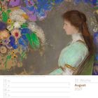 33. Woche August 2027. Odilon Redon „Violette Heymann“ (1910). Eine Frau in Profilansicht vor bunten Blumen.