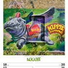 Graffiti mit Text "HIPPIE POTAMUS", Kalenderseite für August 2027 darunter. Zeigt ein buntes, humorvolles Nilpferd.