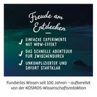 "Freude am Entdecken", Text mit Häkchen. Unten: "Fundiertes Wissen seit 100 Jahren – KOSMOS-Wissenschaftsredaktion."
