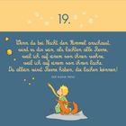 "19. Wenn du bei Nacht den Himmel anschaust... Du allein wirst Sterne haben, die lachen können! DER KLEINE PRINZ" Illustration: Kind mit Fuchs.