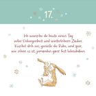 "17. Ich wünsche dir heute einen Tag voller Geborgenheit und winterlichem Zauber... Illustration von zwei kuschelnden Hasen."