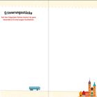 Text: "Erinnerungsstücke. Auf den folgenden Seiten kannst du ganz besondere Erinnerungen festhalten." Illustration: Bus, bunte Gebäude.
