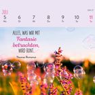 Kalender Juli 5-11, "Alles, was wir mit Fantasie betrachten, wird bunt." Blumenfeld mit Seifenblasen.