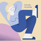 Illustration eines entspannten Menschen: „Auch das ist wichtig.“ Kalender: Montag, 11. Oktober, KW 41.