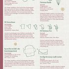 Texte erklären Bastelanleitungen für Weihnachtskugeln, Tannenbäume und Umschläge. Mehrere Schritte mit grundlegenden Materialien.