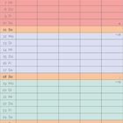 „JULI“, Tage in Farben unterteilt, mit Spalten für Notizen.