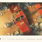 „07“, Kalendertage in Reihe. Illustration: Maus mit Schraubenschlüssel bei rotem Flugzeug, umgeben von Zahnrädern und Uhr.