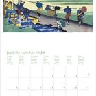 Kalenderseite für Juli 2027, Wochentage in mehreren Sprachen. Oben eine farbenfrohe, historische Illustration.