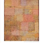 Zahlen von 1 bis 31; markierter 18. Das Bild zeigt ein abstraktes Gemälde mit geometrischen Mustern und Strukturen.