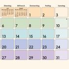 Kalenderblatt für Juli, Wochen 26–30, Notizen. Wochentage oben, darunter farbige Kästchen mit Zahlen.