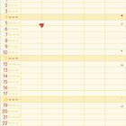 Kalender für Juli mit Marienkäfer-Illustrationen, Wochentagen auf Deutsch, Französisch, Englisch. Verspieltes Design.