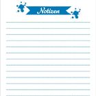 Oben steht "Notizen" auf einem blauen Banner mit Farbspritzern. Darunter sind blaue, gestrichelte Linien.