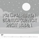 Text: "Manchmal will man eigentlich gar nicht recht haben." Hintergrund: Sternenhimmel, Mond, graue Wolken.