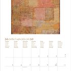 Text: "July Juillet Luglio Julio Juli Juli," "Notes Notes Note Notas Notities Notizen." Oberes Bild abstrakte, gemusterte Kunst.