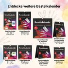 "Entdecke weitere Bastelkalender." Verschiedene Kreativkalender in unterschiedlichen Formaten, mit bunten Designs und Tools, auf hellem Hintergrund.