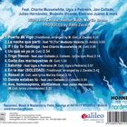 Ein blauer Hintergrund mit wellenartigen Mustern, Songliste und Künstlerinfos, Logos von Hohner, Nordesia, Galileo.
