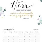 „Herr, ich danke dir dafür, dass du mich so wunderbar & einzigartig gemacht hast!“ Kalender für April mit Pastell-Akzenten.