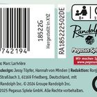 Barcodes und Nummern, Zielgruppe: 8+, 15-25 Min, 3-6 Spieler. Randolph und Pegasus Spiele Logos. CE-Kennzeichnung.
