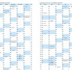 Zwei Kalenderübersichten für das Schuljahr 2026/2027 mit hervorgehobenen Feiertagen, Ferien und wichtigen Terminen.
