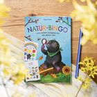 Text: "NATUR-BINGO und weitere Suchspiele für das ganze Jahr" von Nora Paehl. Illustration: Maulwurf mit Lupen und Blumen.