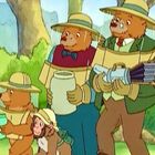 Illustration: Drei Bären in Imkerkleidung mit Bienenschutzausrüstung. Einer hat einen Affen, andere tragen Gläser und Werkzeuge.