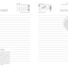 2. Oktober, Samstag, 39. Woche, Kalender mit Namen: Gideon, Bianca, Jacqueline. Erntedankfest, Tag der Deutschen Einheit. "Einmal um die Welt" und "Zeit für mich". Links Linien zum Schreiben.