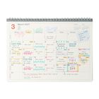 Kalender für März 2027 mit Terminen wie Schachprobe, Bauernmarkt und Abendessen. Bunte Markierungen und Notizen.