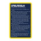 Spielregeln: Anleitung für Kartenspiel mit mehreren Spielern. Details zu Kartenverteilung, Zugablauf und Gewinnen. Gelber Rand.