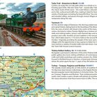 "Tarka Trail – Braunton to Meeth C3–D6, Tavistock C9, Thelma Hulbert Gallery K6 © 01044 45006. Bild zeigt eine grüne Dampflokomotive, Landkarte."