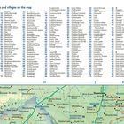 "Index to towns and villages on the map". Liste mit Ortsnamen von Abbas Combe bis Hatch. Darunter eine bunte Karte.