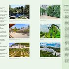 "Garden types at a glance" und "The green language of gardening". Links Text über Gartenarten, rechts über Pflanzentypen.