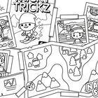 "Ski Resort", "I think I've peaked!", "TRICKY TRICKZ", "POM POM", "NATURE STUFF", "WINTER". Zeichnungen von Kindern im Schnee.