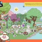 "Walk In The Park." Text über Achtsamkeit. Illustration eines sonnigen Parks mit Picknick, Brücke, und spielenden Tieren.