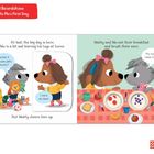 Illustration mit zwei Hunden beim Frühstück; einer sagt: "What if Mouse gets lonely?" und "My tummy feels funny."