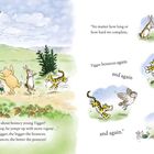 Texte: Tigger bounces again and again. 
Charaktere: Ein Tiger springt, gefolgt von einem Bären, einem Kaninchen und anderen Tieren.