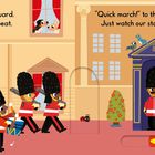 Erst Wachablösung, Trommler schlagen Takt. "Im Gleichschritt!" zur Wache. Wachen marschieren mit Instrumenten.