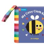 „My Cozy Cloth Book“ steht groß oben, „Jo Lodge“ unten. Eine bunte Biene vorne. Buntes Band an der Seite.
