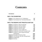 Text: Inhaltsverzeichnis mit Kapiteln zur Nozempic-Diät, wie Schlaf, Rhythmus und Ernährung. Nummerierungen am Seitenende.