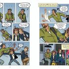 Comic: Ein Mann prahlt, vermasselt es und wird von seinem Kind zurückgehalten. Beide sitzen später mit gesenkten Köpfen in der Bahn.
