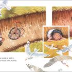 "Sometimes, still, the unicycle couldn’t get going at all. Emily didn’t always know what to do."  
Ein Mädchen in einem Graben denkt nach. Seemöwen fliegen.