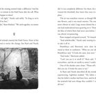 Eine Illustration zeigt zwei Tiere im dichten Wald sitzend, schauen ins Licht. Text erzählt von einem dunklen Waldabenteuer. Seite 135.
