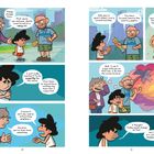 Comicszene: Ein Junge fühlt sich enttäuscht nach dem Umzug. Familie vermisst Kuba. Gespräch über Veränderungen und Erwartungen.