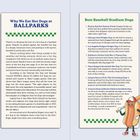 **Warum wir Hot Dogs bei BALLPARKS essen:** 

Einleitung über Hot Dogs bei Baseballspielen. 

**Beste Baseball-Stadion-Hotdogs:** 

Beschreibung einzigartiger Hotdogs in verschiedenen Städten. 

Illustration eines Hot Dogs mit Gesicht.